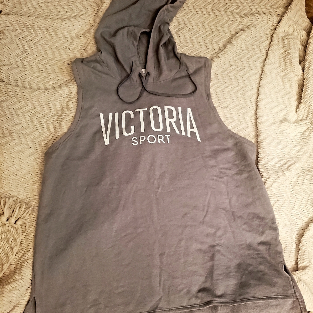 Victoria Secret, Victoria Sport Sleeveless Hoodie/Sweatshirt (gray)